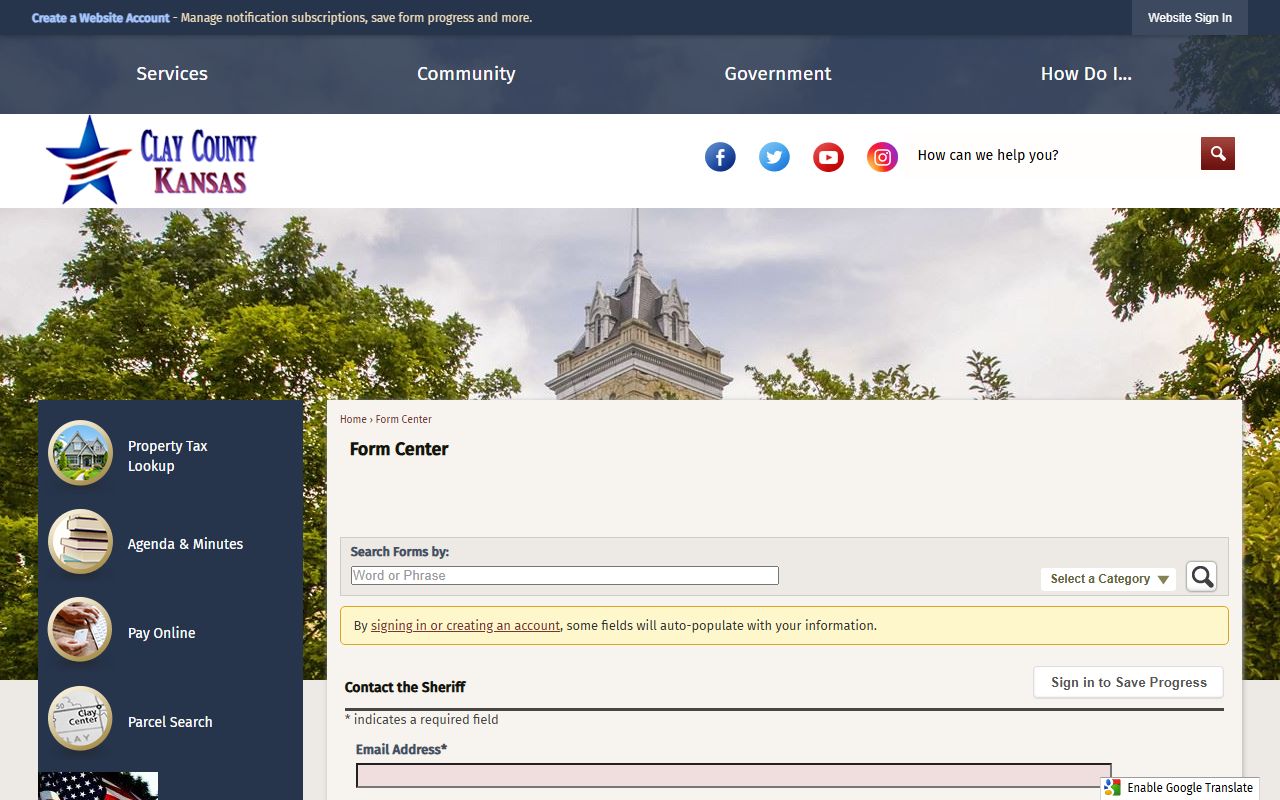 Clay County arrest records Sheriff contact form