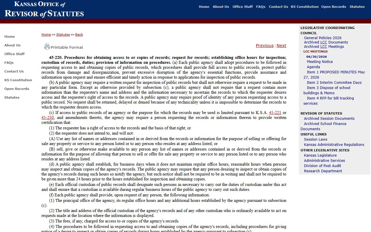 Clay County court dockets Kansas public records procedure statute