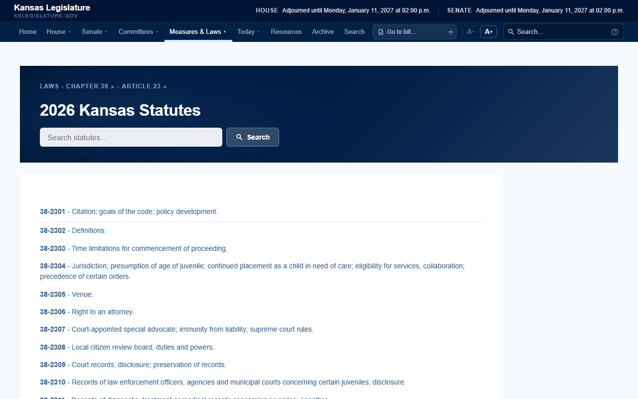 Clay County criminal court records Kansas juvenile records statute index