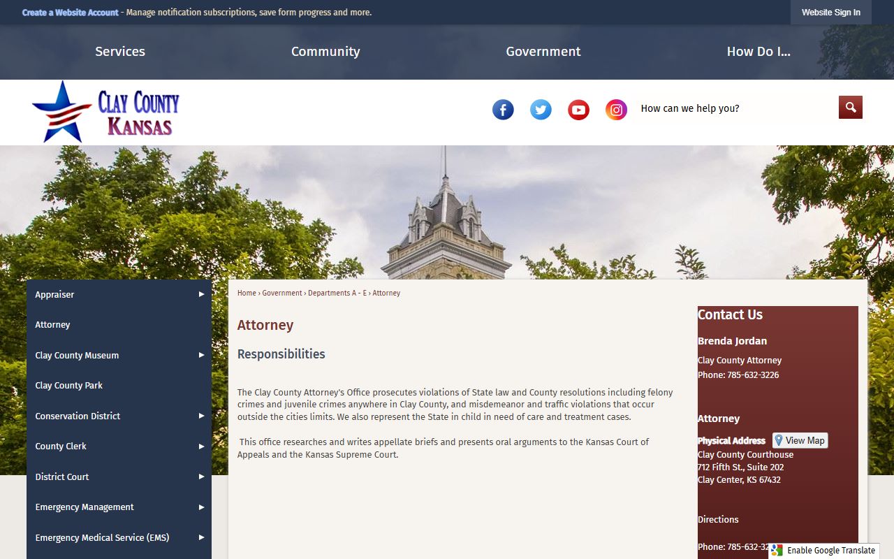 Clay County criminal court records County Attorney prosecution page