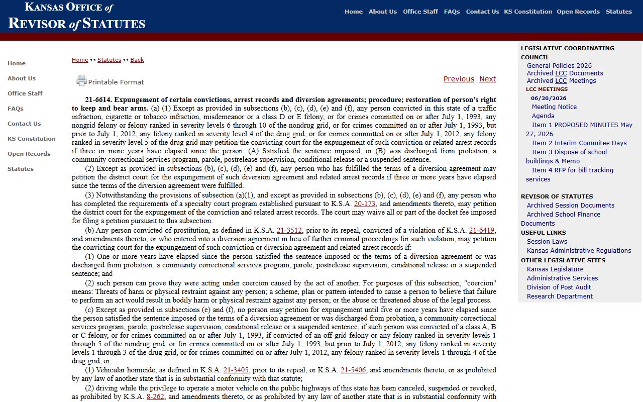 Clay County criminal court records Kansas expungement statute