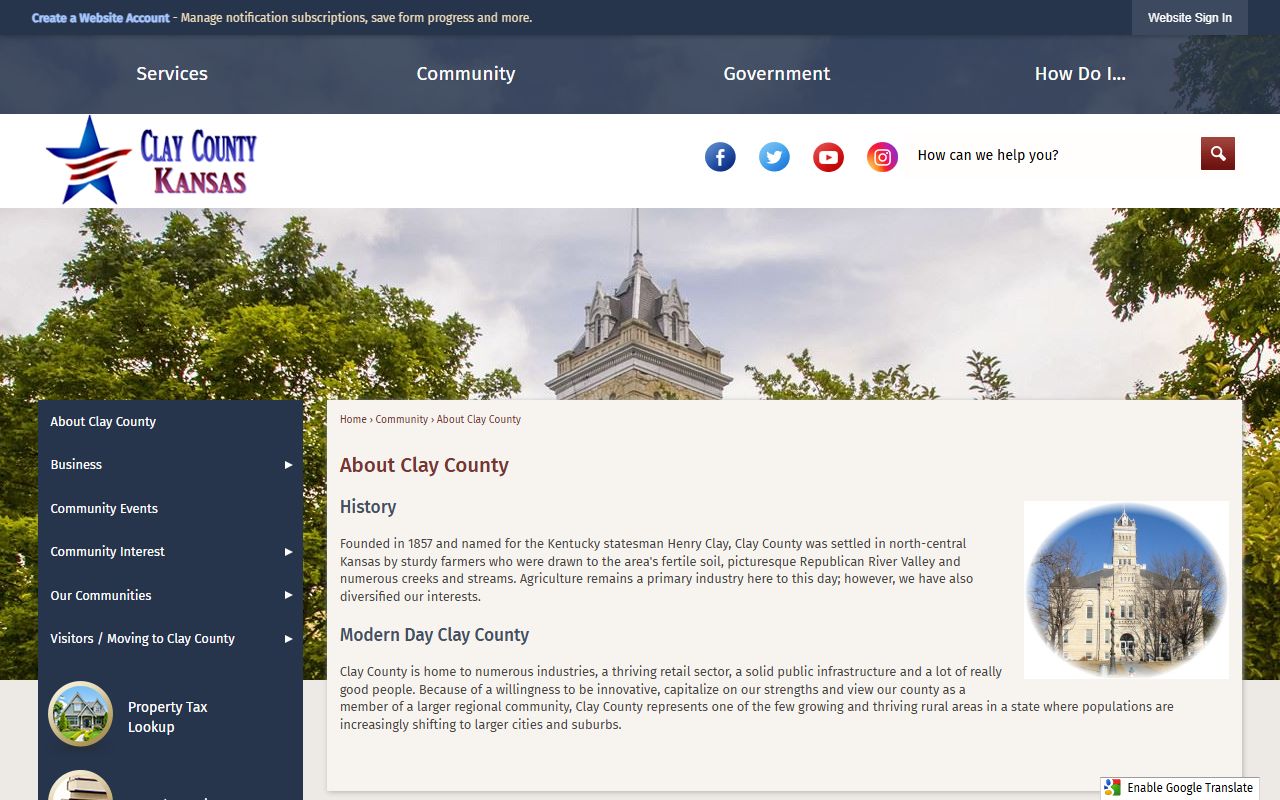 Clay County court records official county history