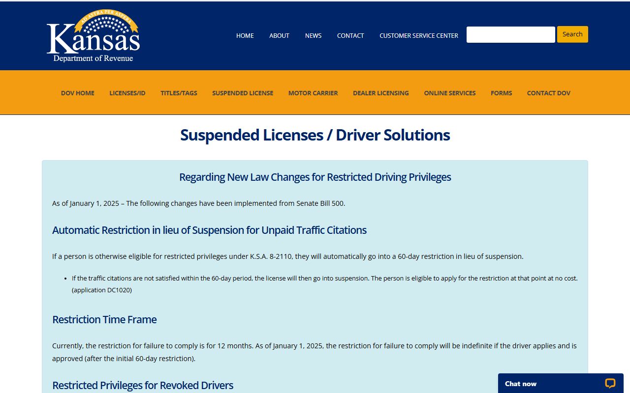 Clay County traffic court records Kansas DOR suspended license page