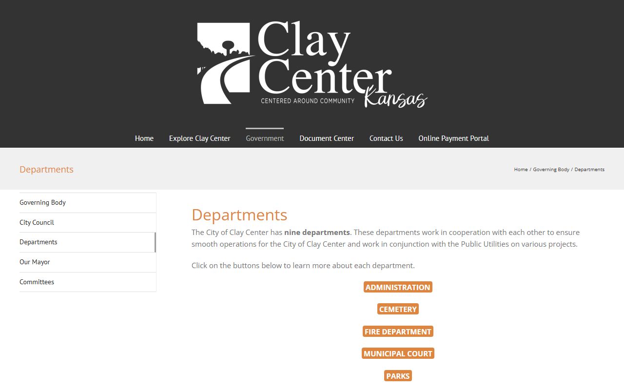 Clay County traffic court records Clay Center Municipal Court department page