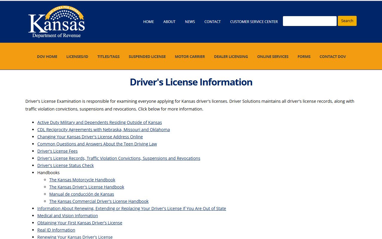 Clay County traffic court records Kansas DOR driver records page
