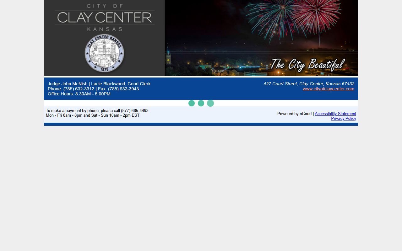 Clay County traffic court records Clay Center nCourt citation payment portal