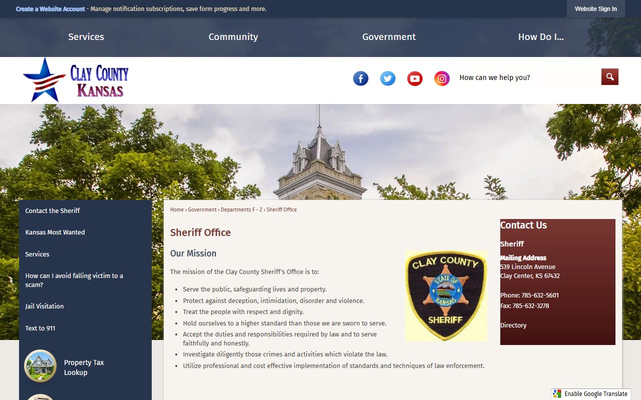 Clay County warrant records Sheriff's Office page